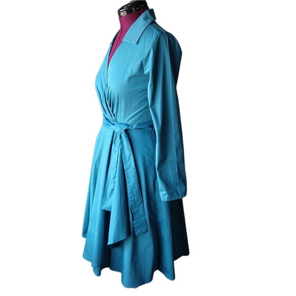 MoDa of New York Turquoise Retro Style Wrap Dress XL new w/imperfection DressV - Picture 3 of 16